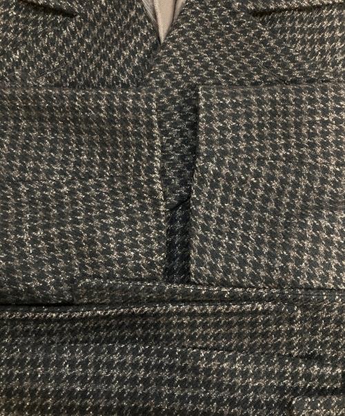 RING JACKET（リングジャケット）RING JACKET (リングヂャケット) ハウンドトゥース シルク/リネン混ウール トレンチ コート ブラック サイズ:44の古着・服飾アイテム