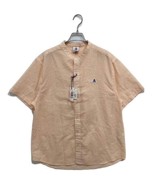 GEVACO（ゲバコ）GEVACO (ゲバコ) シアサッカーバンドカラー半袖シャツ オレンジ サイズ:L 未使用品の古着・服飾アイテム