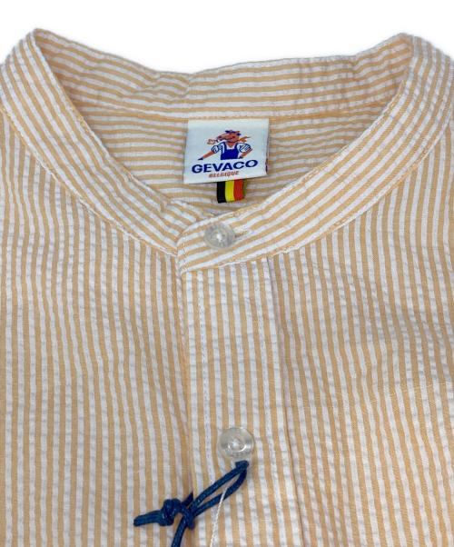 GEVACO（ゲバコ）GEVACO (ゲバコ) シアサッカーバンドカラー半袖シャツ オレンジ サイズ:L 未使用品の古着・服飾アイテム