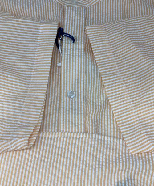 GEVACO（ゲバコ）GEVACO (ゲバコ) シアサッカーバンドカラー半袖シャツ オレンジ サイズ:L 未使用品の古着・服飾アイテム