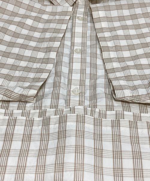 KEBOZ（ケボズ）KEBOZ (ケボズ) CHECK S/S BALL SHIRT ベージュ サイズ:XLの古着・服飾アイテム