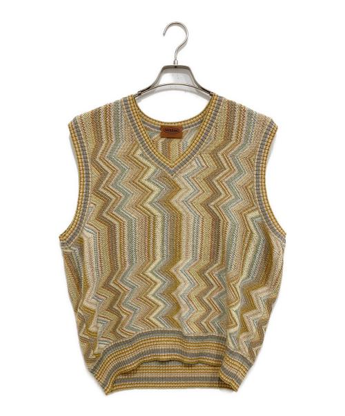 missoni（ミッソーニ）missoni (ミッソーニ) リネン混ニットベスト ベージュ サイズ:81(М)の古着・服飾アイテム
