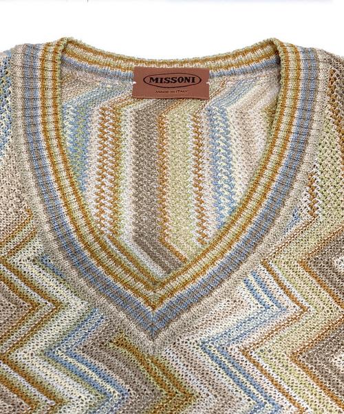 missoni（ミッソーニ）missoni (ミッソーニ) リネン混ニットベスト ベージュ サイズ:81(М)の古着・服飾アイテム