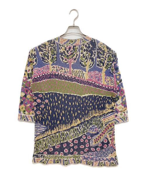 missoni（ミッソーニ）missoni (ミッソーニ) 総柄ニットワンピース パープル×ピンク サイズ:表記なしの古着・服飾アイテム