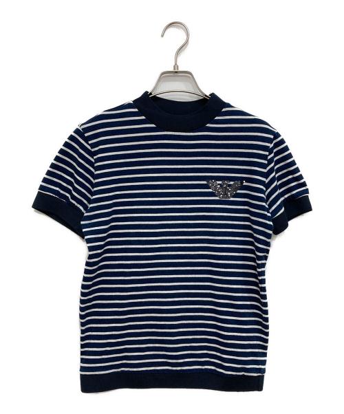 EMPORIO ARMANI（エンポリオ アルマーニ）EMPORIO ARMANI (エンポリオ アルマーニ) ハイネックボーダーTシャツ ネイビー サイズ:XLの古着・服飾アイテム