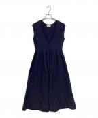 UNITED ARROWSユナイテッドアローズ）の古着「Vネックロングニットワンピース」｜ネイビー
