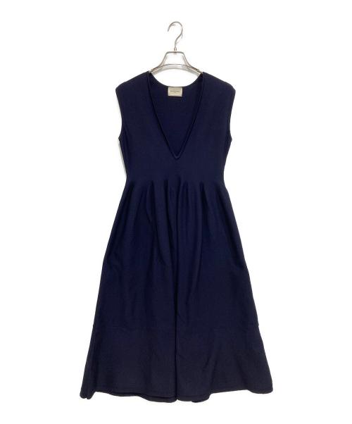 UNITED ARROWS（ユナイテッドアローズ）UNITED ARROWS (ユナイテッドアローズ) Vネックロングニットワンピース ネイビー サイズ:36の古着・服飾アイテム