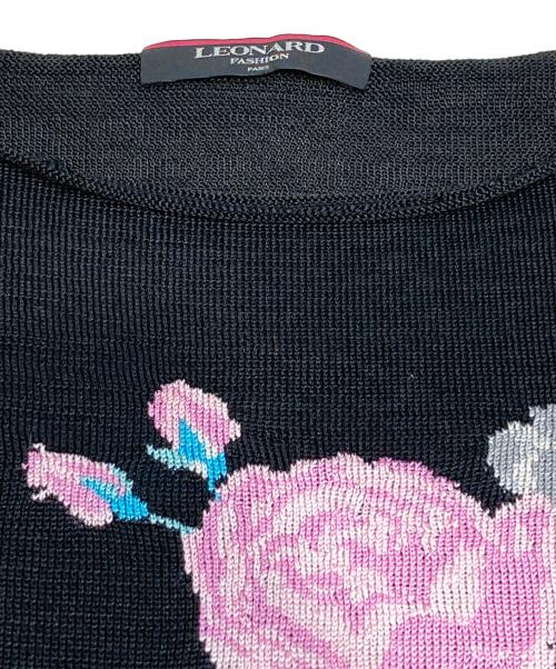 LEONARD（レオナール）LEONARD (レオナール) 花柄ニット ブラック サイズ:Mの古着・服飾アイテム
