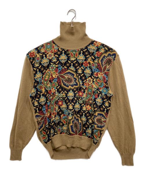 leonard homme（レオナール オム）leonard homme (レオナール オム) シルク＆カシミヤ混 総柄タートルネックニット ベージュ サイズ:Lの古着・服飾アイテム