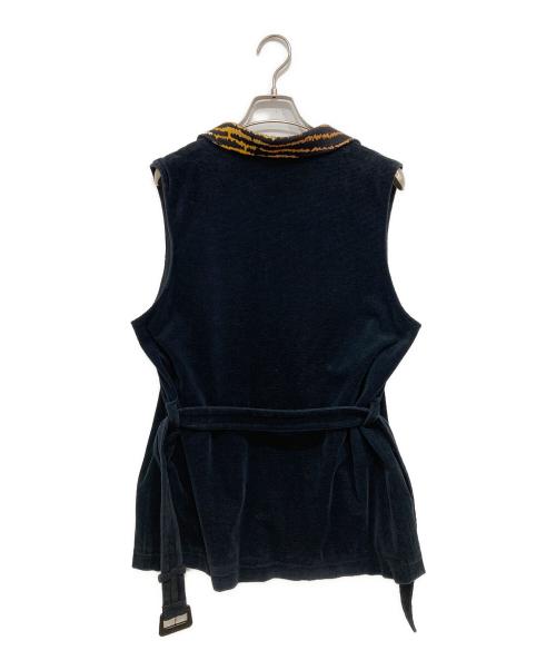 LEONARD SPORT（レオナール スポーツ）LEONARD SPORT (レオナール スポーツ) 裏地レオパード柄 ジップベスト ブラック サイズ:Lの古着・服飾アイテム