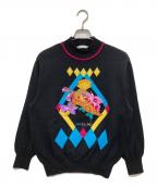 LEONARD SPORTレオナール スポーツ）の古着「ワッペン刺繍ニット」｜ブラック