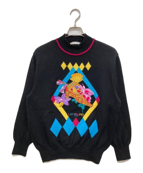 LEONARD SPORT（レオナール スポーツ）LEONARD SPORT (レオナール スポーツ) ワッペン刺繍ニット ブラック サイズ:Lの古着・服飾アイテム