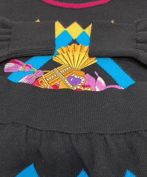 LEONARD SPORT（レオナール スポーツ）LEONARD SPORT (レオナール スポーツ) ワッペン刺繍ニット ブラック サイズ:Lの古着・服飾アイテム