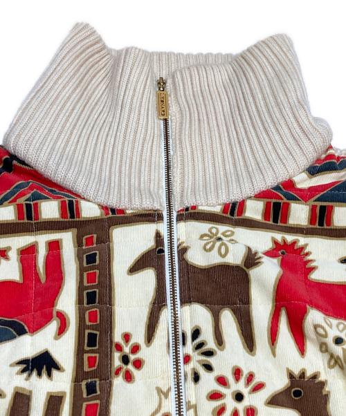 LEONARD SPORT（レオナール スポーツ）LEONARD SPORT (レオナール スポーツ) ノルディック柄切替 ニットベスト アイボリー×レッド サイズ:Lの古着・服飾アイテム