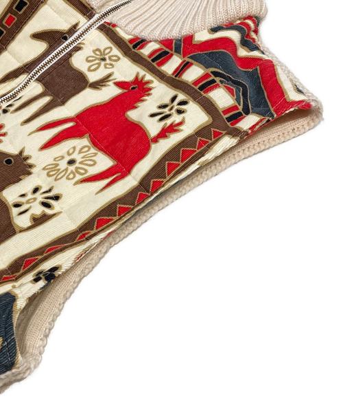 LEONARD SPORT（レオナール スポーツ）LEONARD SPORT (レオナール スポーツ) ノルディック柄切替 ニットベスト アイボリー×レッド サイズ:Lの古着・服飾アイテム