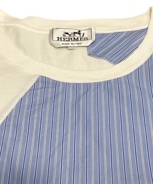 HERMES（エルメス）HERMES (エルメス) シーアイランドコットン ストライプTシャツ ホワイト サイズ:Lの古着・服飾アイテム