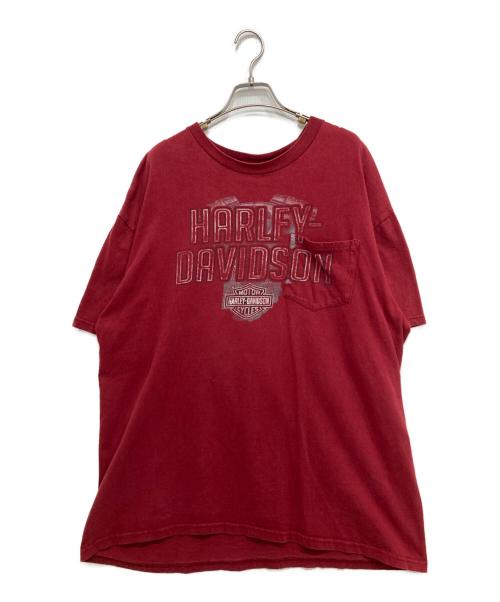 HARLEY-DAVIDSON（ハーレーダビッドソン）HARLEY-DAVIDSON (ハーレーダビッドソン) ポケット付きプリントTシャツ レッド サイズ:不明の古着・服飾アイテム