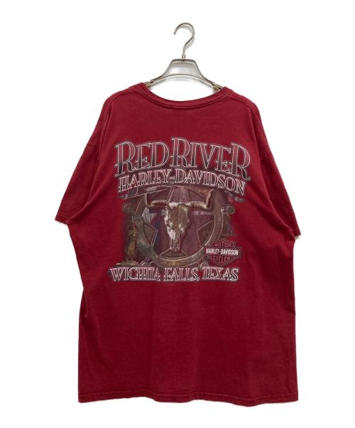 HARLEY-DAVIDSON（ハーレーダビッドソン）HARLEY-DAVIDSON (ハーレーダビッドソン) ポケット付きプリントTシャツ レッド サイズ:不明の古着・服飾アイテム