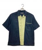 NATNASTナットナスト）の古着「半袖シルクシャツ」｜ネイビー×グリーン