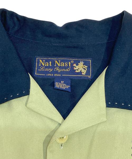 NATNAST（ナットナスト）NATNAST (ナットナスト) 半袖シルクシャツ ネイビー×グリーン サイズ:Mの古着・服飾アイテム