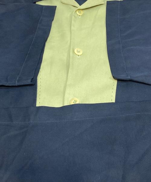 NATNAST（ナットナスト）NATNAST (ナットナスト) 半袖シルクシャツ ネイビー×グリーン サイズ:Mの古着・服飾アイテム