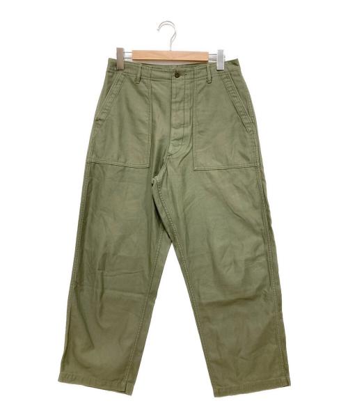 INTERIM（インテリム）INTERIM (インテリム) GIZA BACK SATIN BAKER PANTS/ギザバックサテンベイカーパンツ カーキ サイズ:5(L)の古着・服飾アイテム