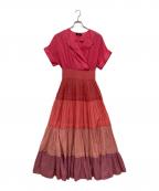 Velnicaヴェルニカ）の古着「フレアスリーブマキシワンピース。」｜ショッキングピンク