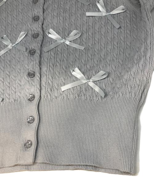 Snidel（スナイデル）Snidel (スナイデル) リボンモチーフカーディガン スカイブルー サイズ:Freeの古着・服飾アイテム