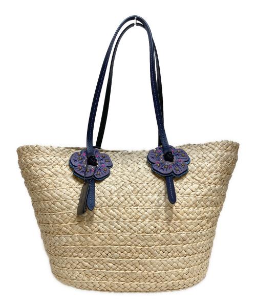 COACH（コーチ）COACH (コーチ) ウィズ ティー ローズ ウーブン トートバッグ ベージュの古着・服飾アイテム