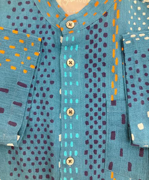 SOU・SOU（ソウソウ）SOU・SOU (ソウソウ) Yousou. 高島縮 20/20 スタンドカラー半袖シャツ ブルー サイズ:SSの古着・服飾アイテム