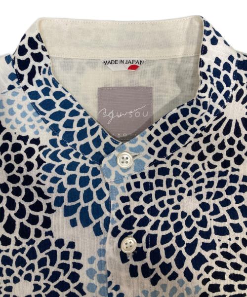 SOU・SOU（ソウソウ）SOU・SOU (ソウソウ) Yousou. 高島紬 スタンドカラー半袖シャツ ホワイト×ブルー サイズ:SSの古着・服飾アイテム