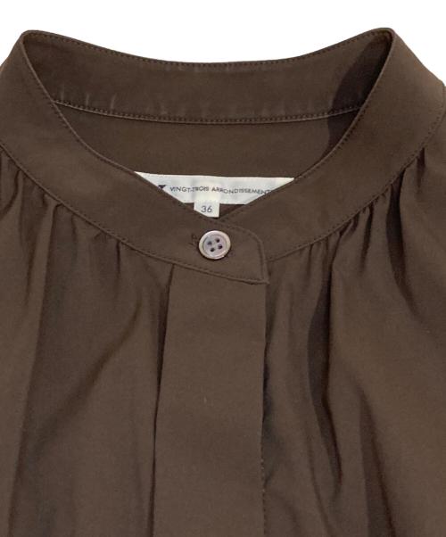 23区（ニジュウサンク）23区 (ニジュウサンク) ARS タフタ シャツワンピース ブラウン サイズ:Sの古着・服飾アイテム