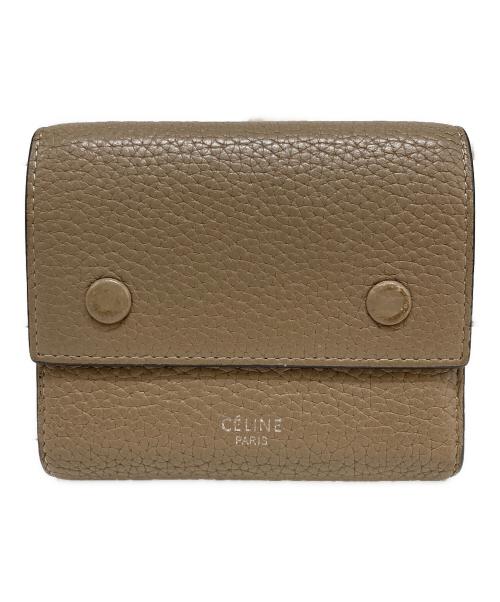 CELINE（セリーヌ）CELINE (セリーヌ) 3つ折り財布 ベージュ×レッドの古着・服飾アイテム