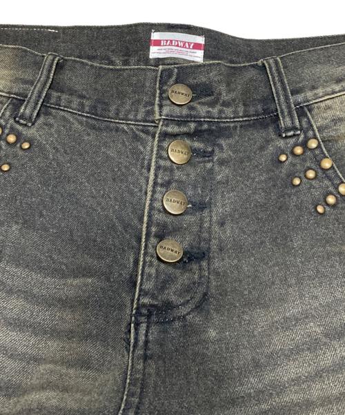 BADWAY（バッドウェイ）BADWAY (バッドウェイ) Grunge studs wide denim ブラック サイズ:Lの古着・服飾アイテム