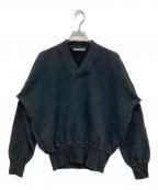 OLDE HOMESTEADERオールド ホームステッダー）の古着「エクストラ コットン フリース Yネック スウェットシャツ」｜ブラック