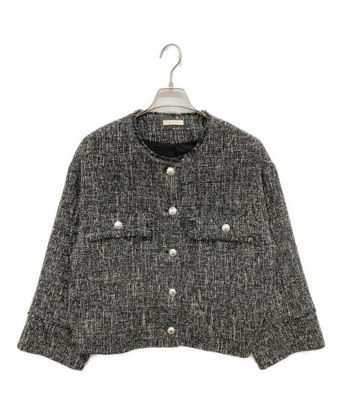 Loungedress（ラウンジドレス）Loungedress (ラウンジドレス) ノーカラーツイードジャケット ブラック サイズ:freeの古着・服飾アイテム