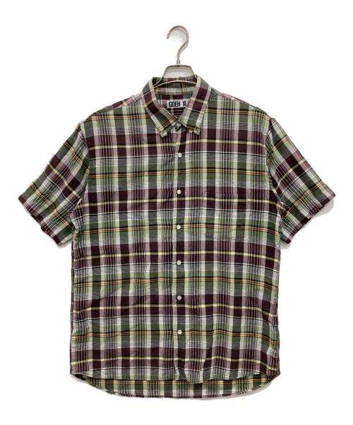GOODENOUGH（グッドグリーフ）GOODENOUGH (グッドイナフ) 半袖チェックシャツ グリーン×パープル サイズ:XLの古着・服飾アイテム