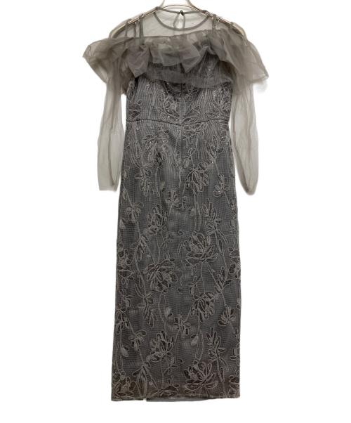 LeJa（レジャ）Leja (レジャ) 2WAYアシンメトリーフリルチュールフラワーIラインワンピースドレス グレー サイズ:1の古着・服飾アイテム