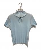 todo kotohayokozawaトゥードゥー コトハヨコザワ）の古着「HIGHNECK TINY TOP/プリーツハイネックカットソー」｜スカイブルー