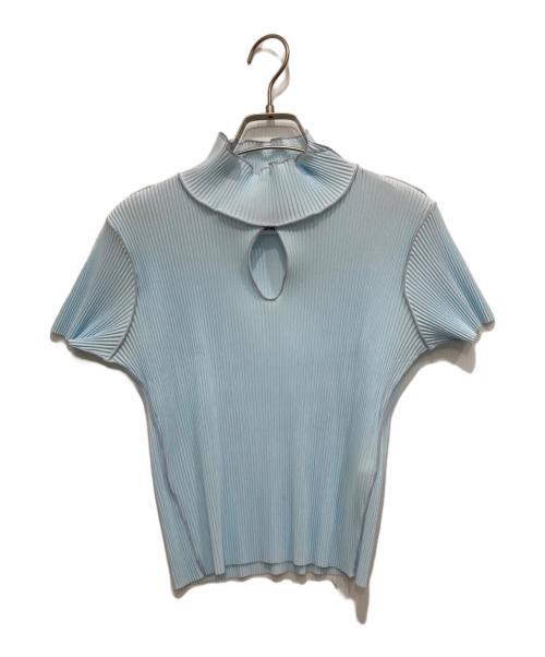 todo kotohayokozawa（トゥードゥー コトハヨコザワ）todo kotohayokozawa (トゥードゥー コトハヨコザワ) HIGHNECK TINY TOP/プリーツハイネックカットソー スカイブルー サイズ:Fの古着・服飾アイテム