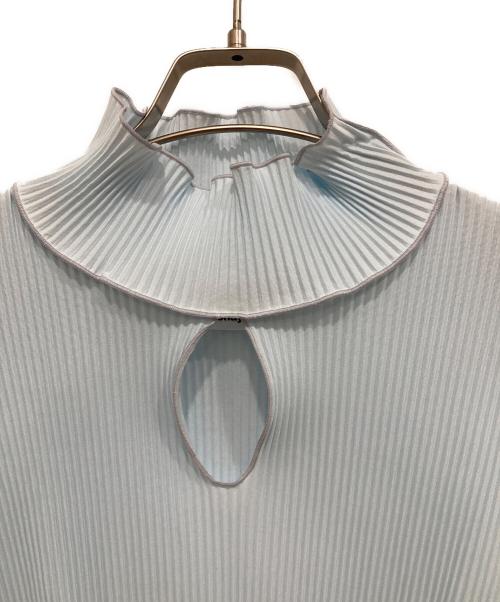 todo kotohayokozawa（トゥードゥー コトハヨコザワ）todo kotohayokozawa (トゥードゥー コトハヨコザワ) HIGHNECK TINY TOP/プリーツハイネックカットソー スカイブルー サイズ:Fの古着・服飾アイテム