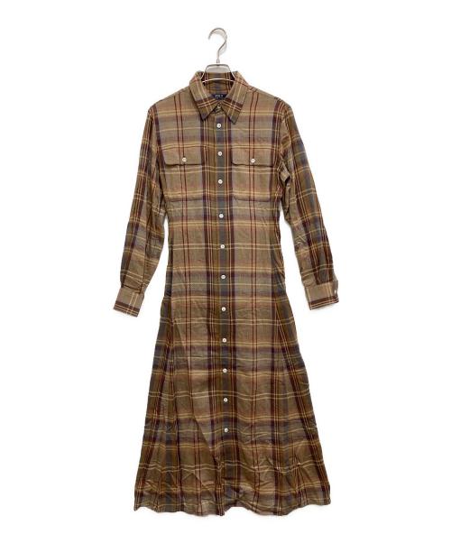 POLO RALPH LAUREN（ポロ・ラルフローレン）POLO RALPH LAUREN (ポロ・ラルフローレン) プラッドベルテッドドレス チェックシャツワンピース ブラウン サイズ:SIZE 4の古着・服飾アイテム