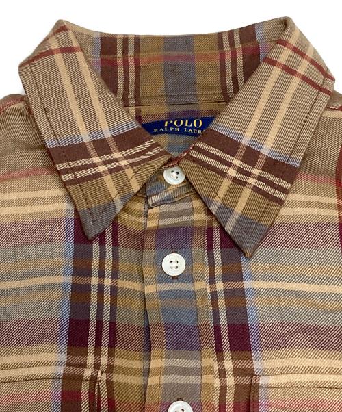 POLO RALPH LAUREN（ポロ・ラルフローレン）POLO RALPH LAUREN (ポロ・ラルフローレン) プラッドベルテッドドレス チェックシャツワンピース ブラウン サイズ:SIZE 4の古着・服飾アイテム