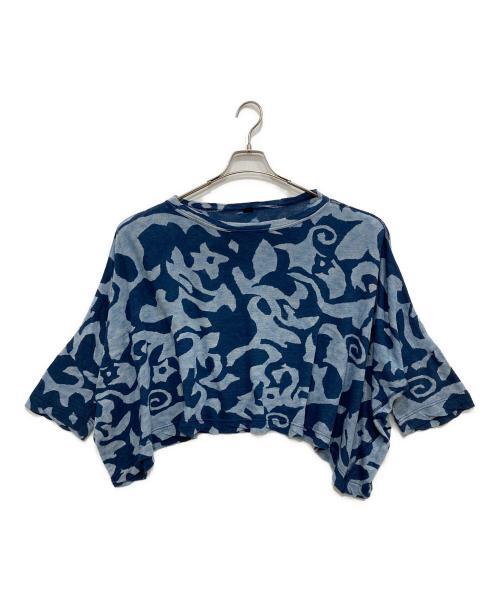 45R（フォーティファイブ・アール）45R (フォーティファイブ・アール) 超ガーゼのゆったりプリントTシャツ ブルー サイズ:０の古着・服飾アイテム