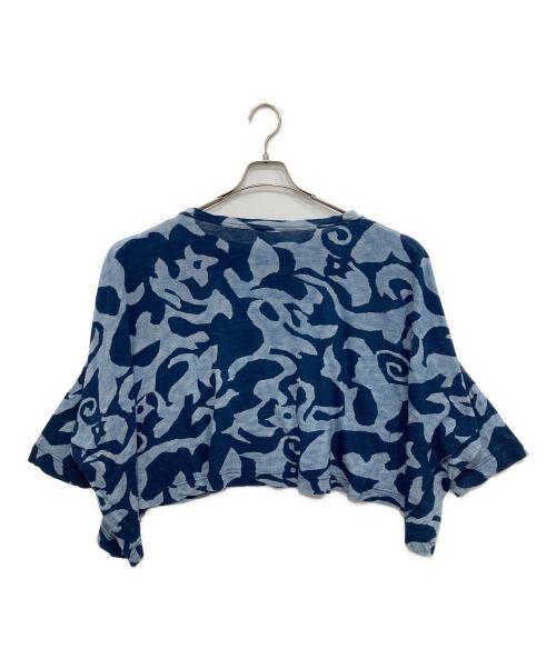 45R（フォーティファイブ・アール）45R (フォーティファイブ・アール) 超ガーゼのゆったりプリントTシャツ ブルー サイズ:０の古着・服飾アイテム