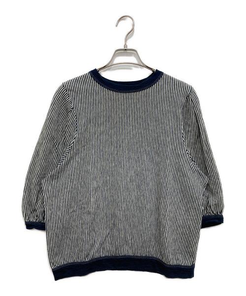 45R（フォーティファイブ・アール）45R (フォーティファイブ・アール) ヒッコリー天竺のパフTシャツ インディゴ×ホワイト サイズ:３の古着・服飾アイテム