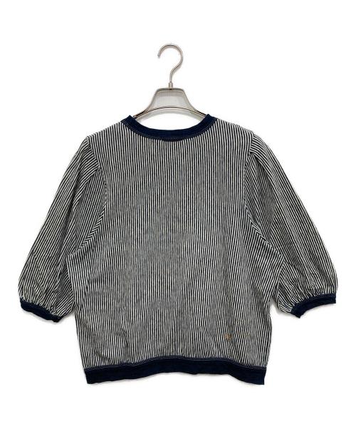 45R（フォーティファイブ・アール）45R (フォーティファイブ・アール) ヒッコリー天竺のパフTシャツ インディゴ×ホワイト サイズ:３の古着・服飾アイテム