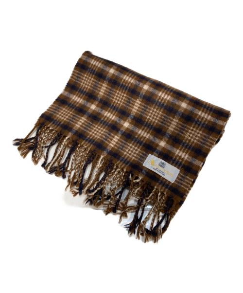 Aquascutum（アクアスキュータム）Aquascutum (アクアスキュータム) チェックカシミヤマフラー ブラウンの古着・服飾アイテム