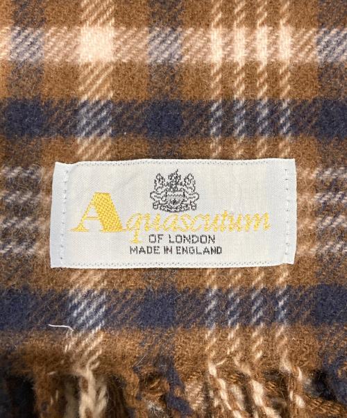 Aquascutum（アクアスキュータム）Aquascutum (アクアスキュータム) チェックカシミヤマフラー ブラウンの古着・服飾アイテム