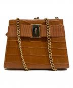 Salvatore Ferragamoサルヴァトーレ フェラガモ）の古着「ヴァラリボン チェーンショルダーバッグ」｜ブラウン